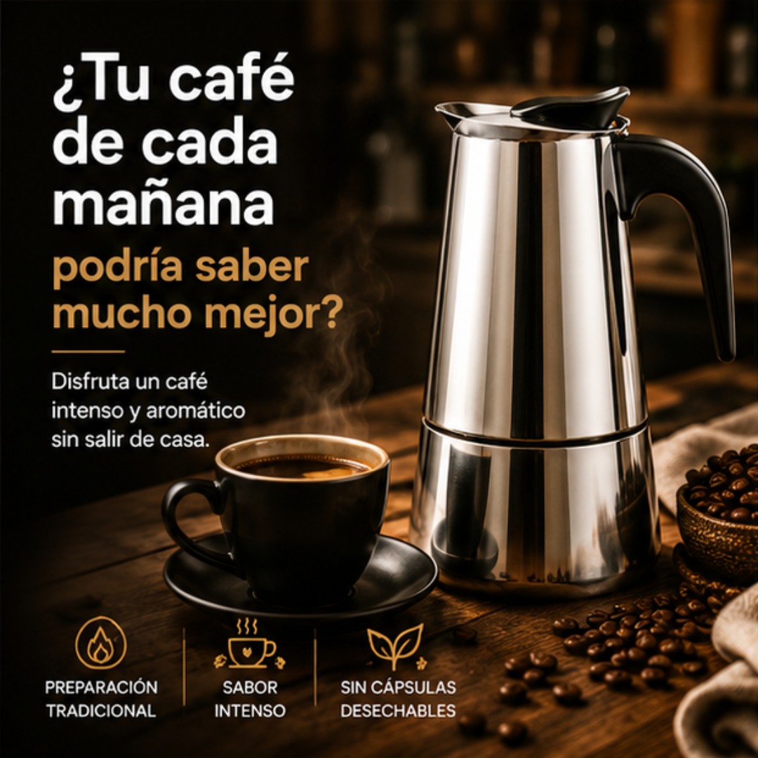 ☕ Cafetera Italiana Moka de Acero Inoxidable | Café Intenso y Aromático en Casa