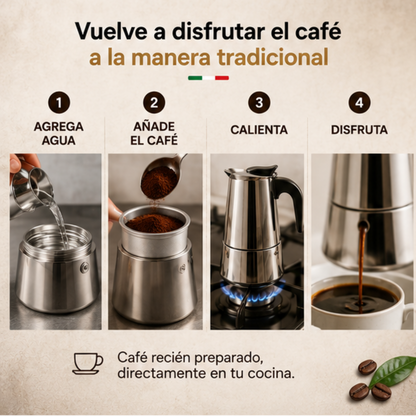☕ Cafetera Italiana Moka de Acero Inoxidable | Café Intenso y Aromático en Casa