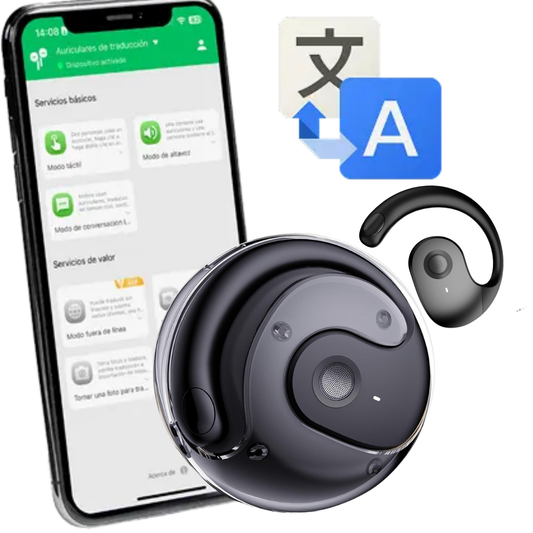 Audífonos INALAMBRICOS IA TRADUCCIÓN Habla 150 idiomas en segundos — sin Wi-Fi, sin aplicaciones complicadas, sin estrés.