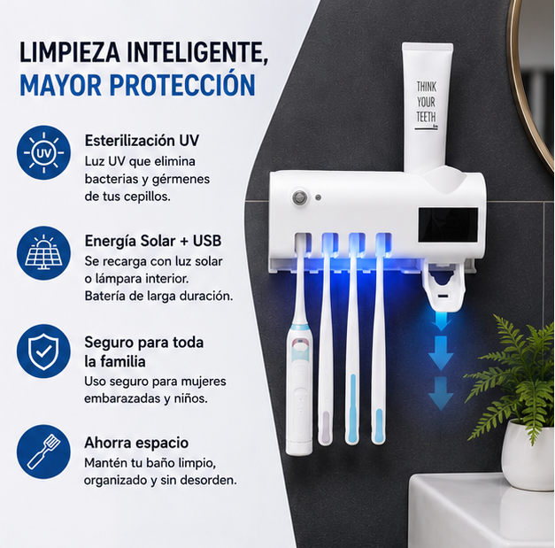Soporte UV para Cepillos de Dientes | Mantén tu Baño Más Limpio y Organizado en Minutos