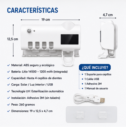 Soporte UV para Cepillos de Dientes | Mantén tu Baño Más Limpio y Organizado en Minutos