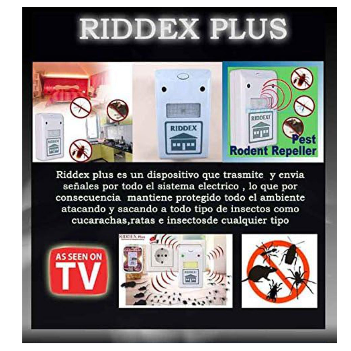 Riddex® Plus – Repelente Eléctrico Antiplagas Elimina plagas sin veneno ni químicos en tu hogar.