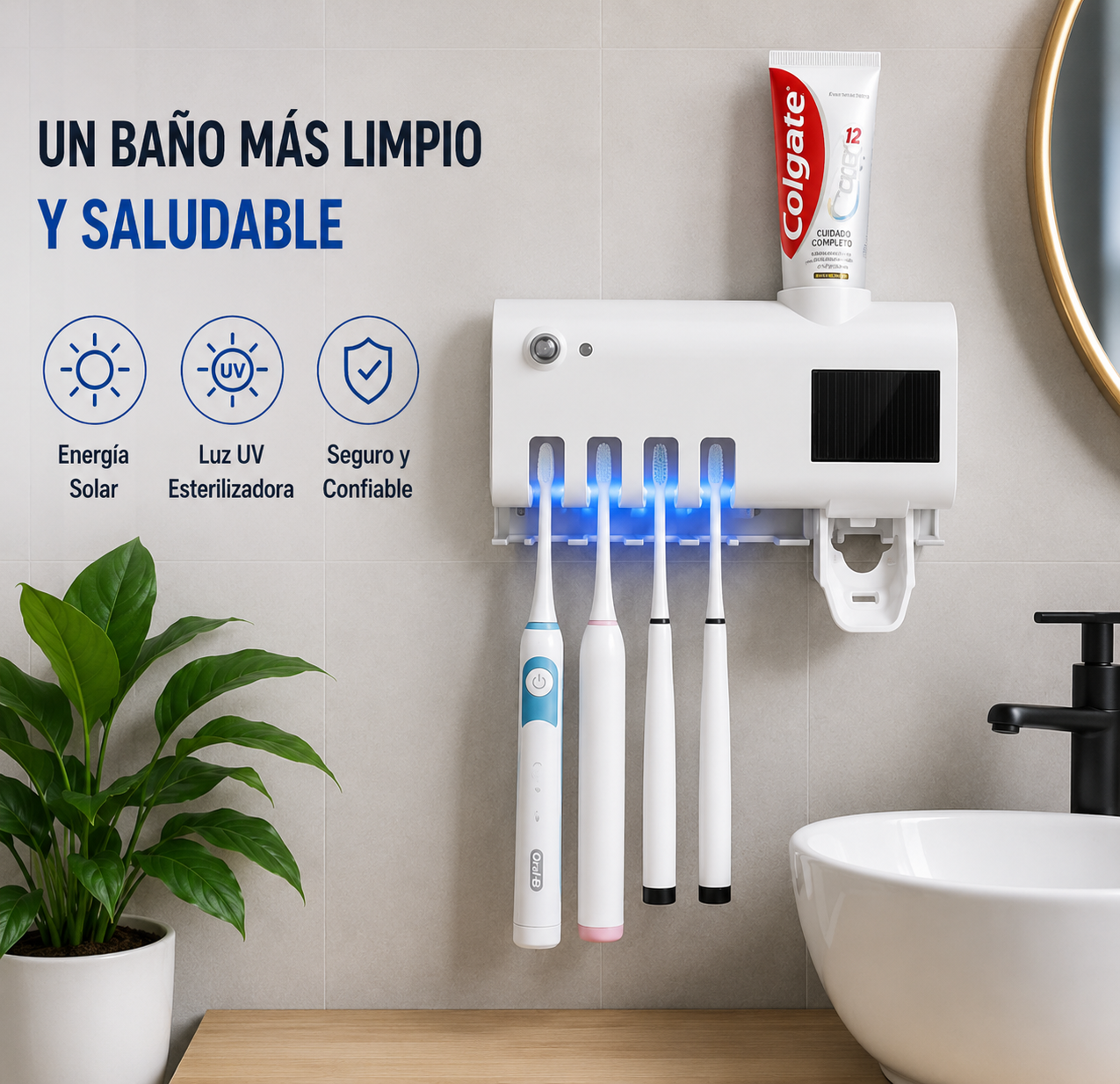 Soporte UV para Cepillos de Dientes | Mantén tu Baño Más Limpio y Organizado en Minutos