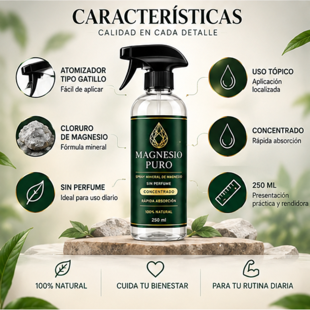 Magnesio Puro Spray 250 ml | Bienestar y Masaje Corporal
