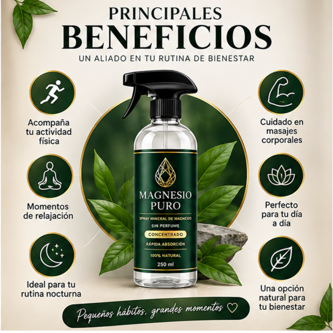Magnesio Puro Spray 250 ml | Bienestar y Masaje Corporal
