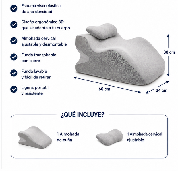 💛 Descansa Sin Dolor y Encuentra la Posición Perfecta | Almohada Ergonómica Multifuncional