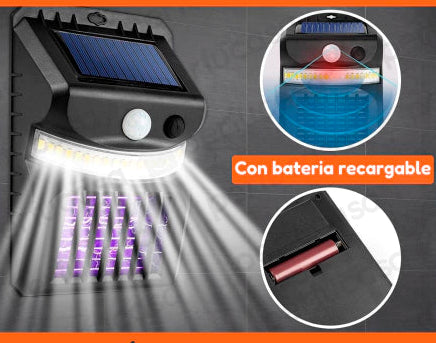 Lámpara Solar LED Mata Mosquitos UV para Exteriores