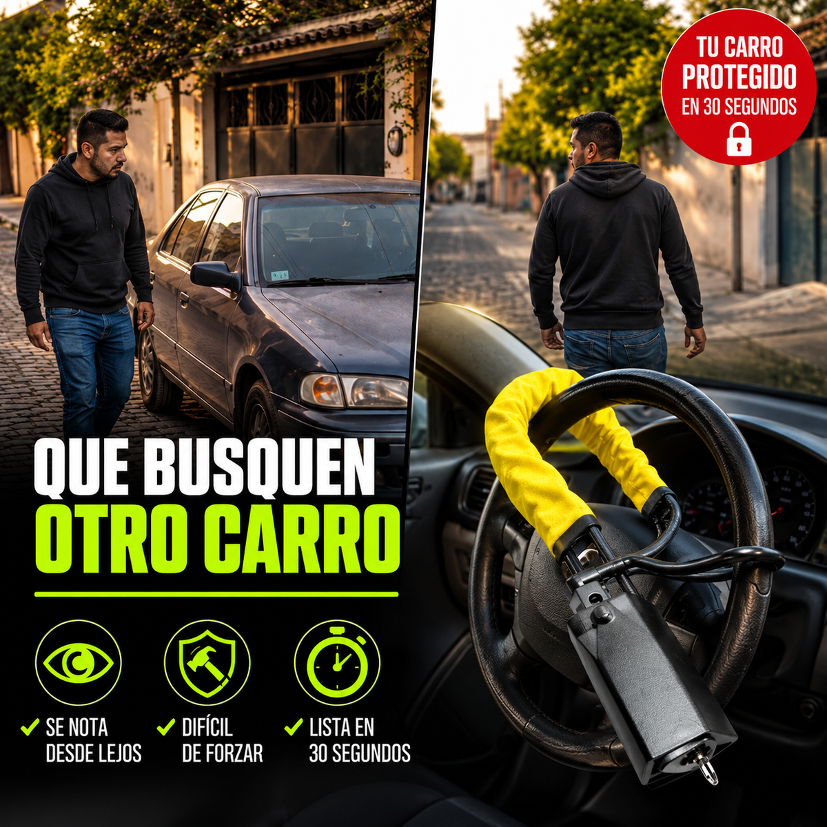 Evita un mal rato y protege tu carro en 30 segundos / Cerradura Antirrobo Para Carro