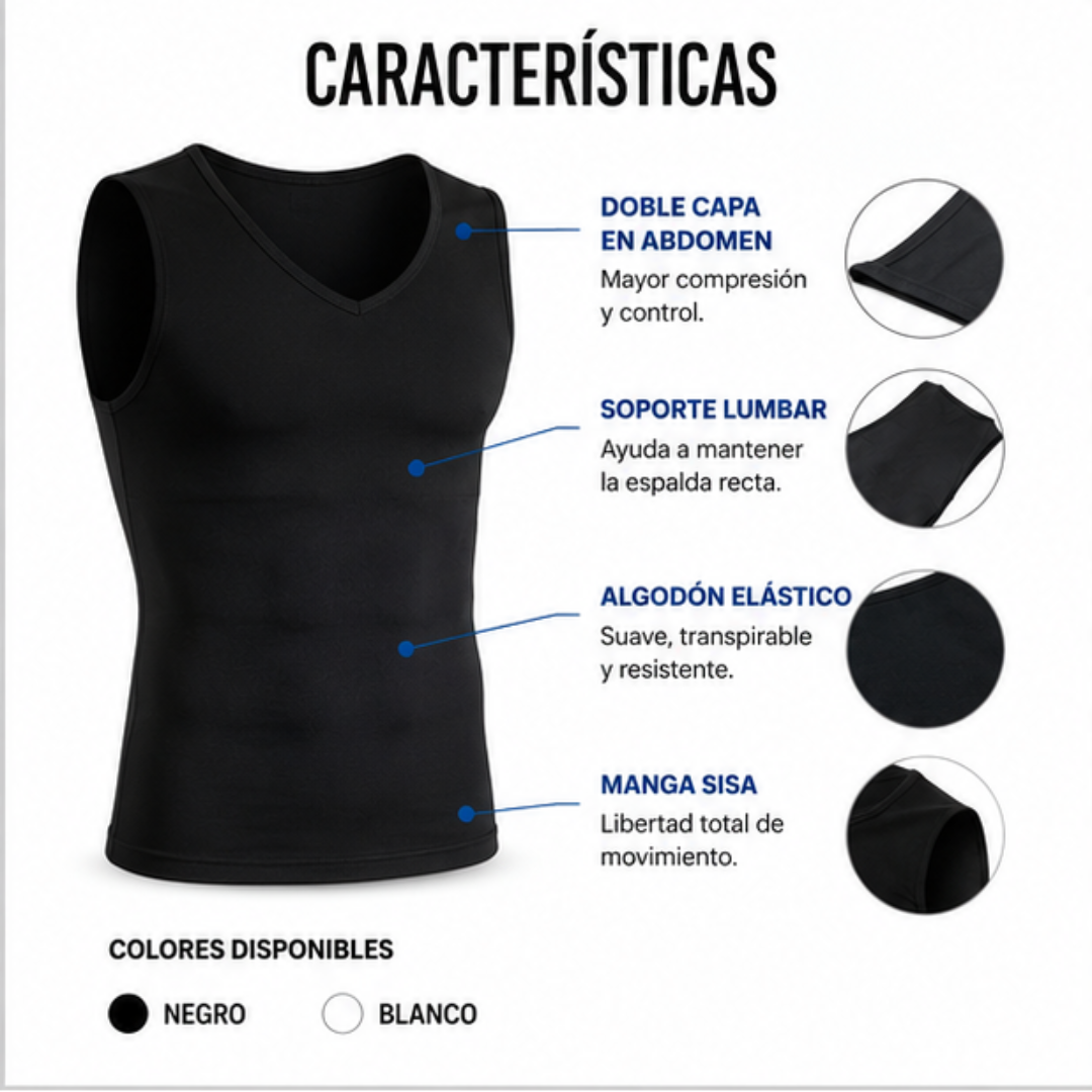 Camisilla de Compresión para Hombre | Reduce Visualmente el Abdomen y Mejora tu Postura al Instante