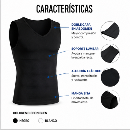 Camisilla de Compresión para Hombre | Reduce Visualmente el Abdomen y Mejora tu Postura al Instante