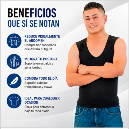 Camisilla de Compresión para Hombre | Reduce Visualmente el Abdomen y Mejora tu Postura al Instante
