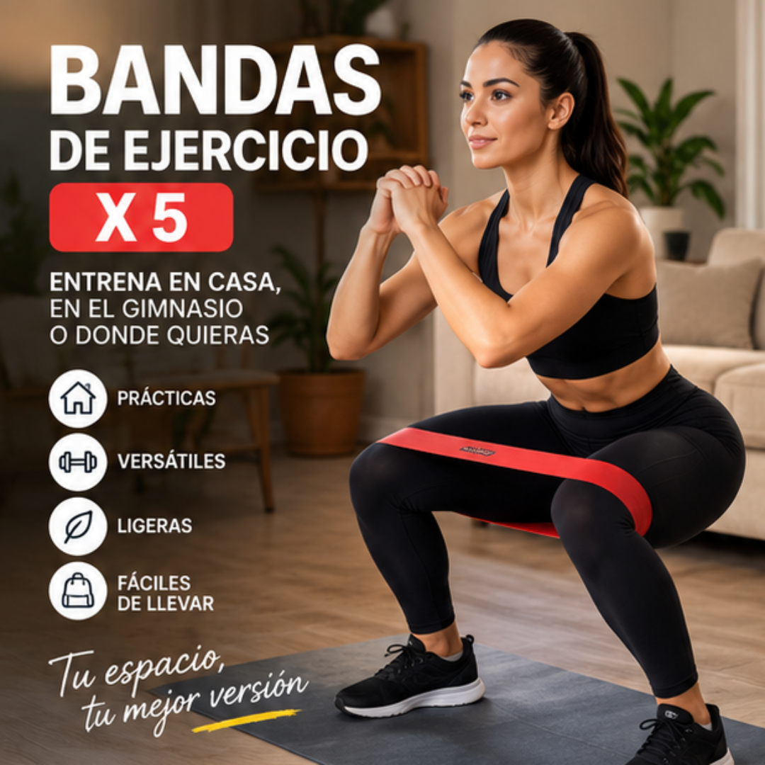 Bandas de Resistencia x5 | Entrena en Casa o en el Gimnasio
