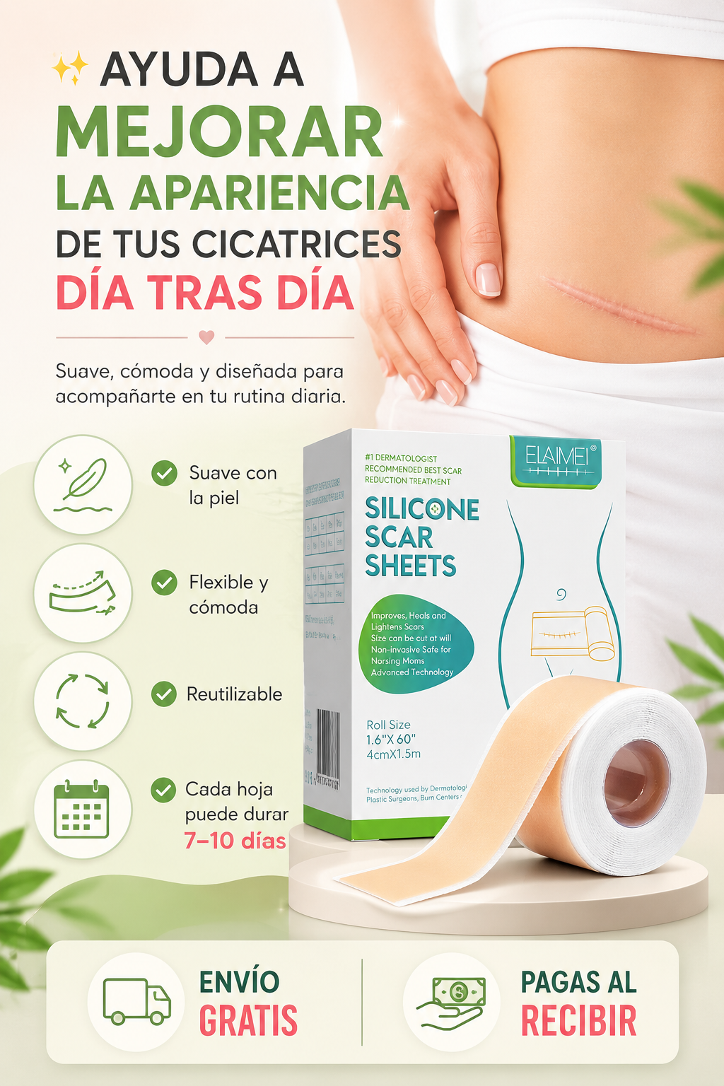 Ayuda a Mejorar la Apariencia de tus Cicatrices Día Tras Día / Cinta Para Cicatrices