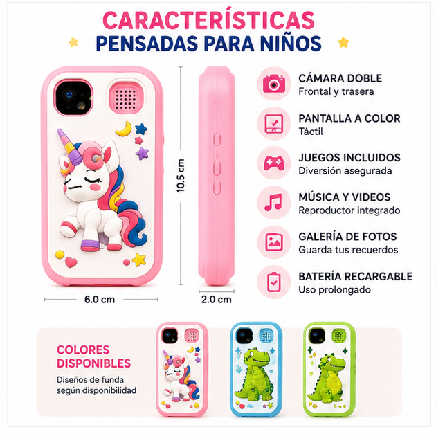 Celular Cámara Doble Kids | Diversión Segura y Aprendizaje Desde el Primer Uso