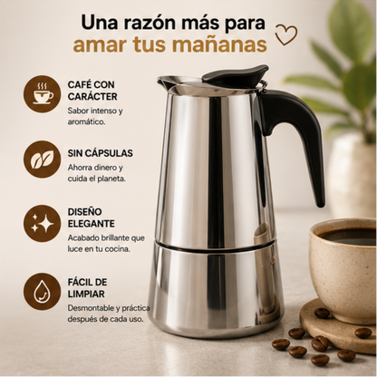 ☕ Cafetera Italiana Moka de Acero Inoxidable | Café Intenso y Aromático en Casa