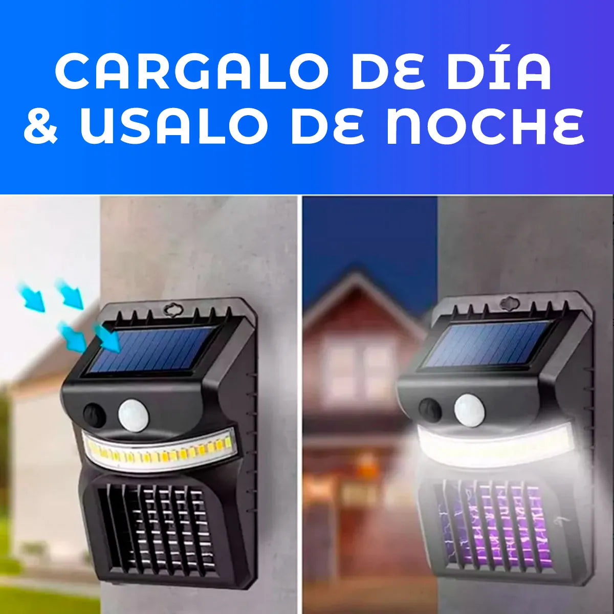 Lámpara Solar LED Mata Mosquitos UV para Exteriores