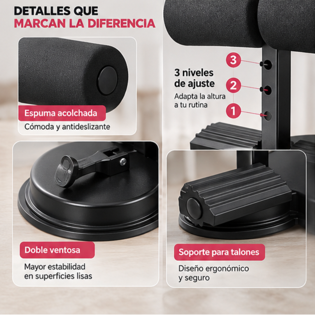 Soporte para Abdominales con Doble Ventosa | 3 Alturas Ajustables