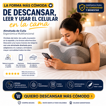 💛 Descansa Sin Dolor y Encuentra la Posición Perfecta | Almohada Ergonómica Multifuncional