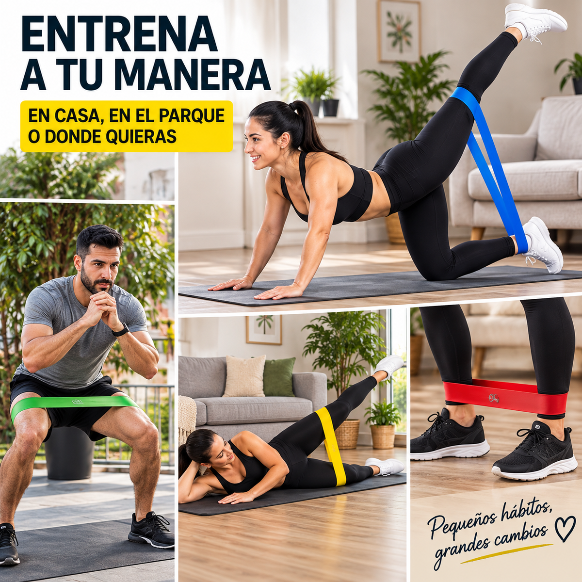 Bandas de Resistencia x5 | Entrena en Casa o en el Gimnasio