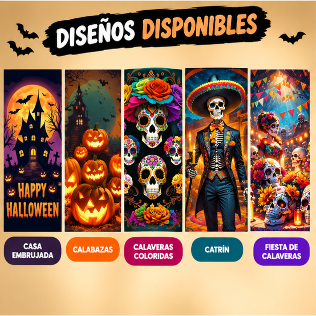 Fundas Decorativas para Puerta Halloween | Diseños Terroríficos 🎃🐈‍⬛