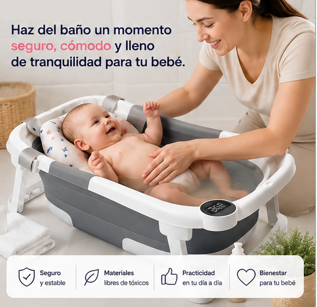 Bañera Plegable para Bebé – Seguridad y Comodidad Máxima – Disfruta de un baño tranquilo cada día