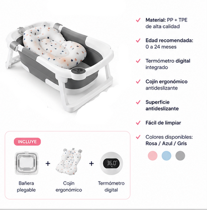 Bañera Plegable para Bebé – Seguridad y Comodidad Máxima – Disfruta de un baño tranquilo cada día