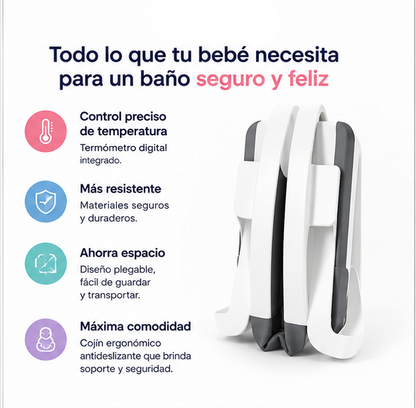Bañera Plegable para Bebé – Seguridad y Comodidad Máxima – Disfruta de un baño tranquilo cada día
