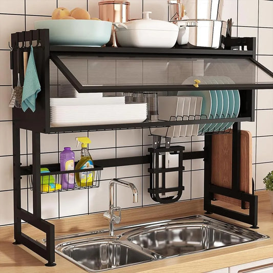 Escurridor y Organizador de platos de Acero con Tapa®