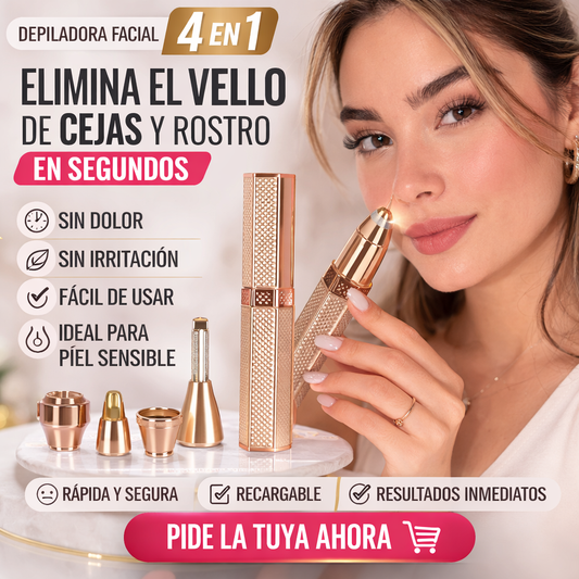 Depiladora Facial 4 en 1 Sin Dolor – Elimina el Vello de Cejas y Rostro en Segundos